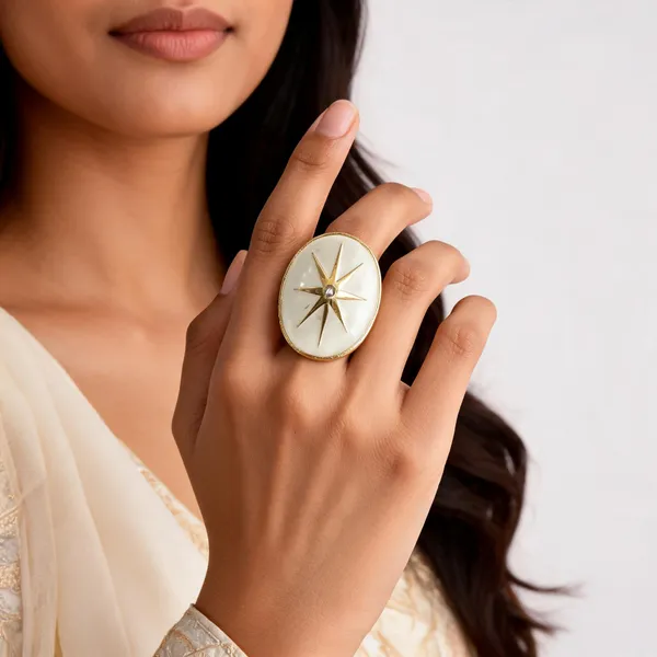 Gold___And_White_Enamel_Gold_Plated_Brass_Ring_For_Women