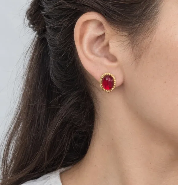 OVIZ_Ruby_–_Red_Oval_Stud_Handcrafted_Earrings