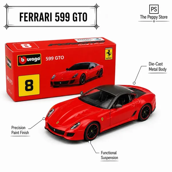 1:64_Bburago_Ferrari_599_GTO_(Rosso_Corsa_Red)_Die-Cast_Model_–_Figurine_Vault