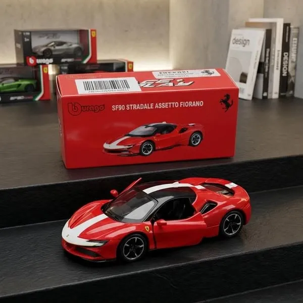 Bburago_1:64_Ferrari_SF90_Stradale_Red_White_Diecast_Model_Car