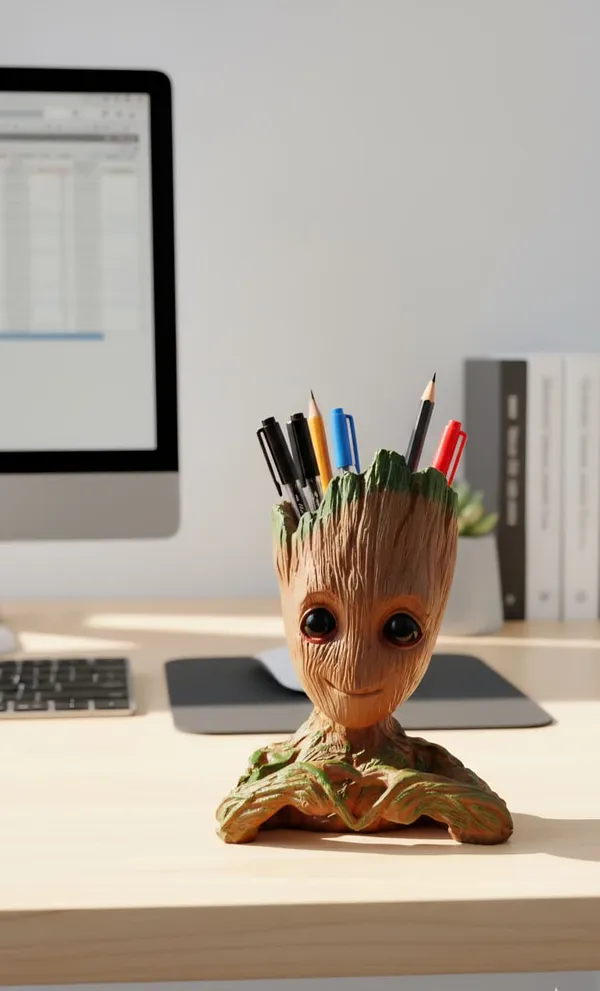 Gold_Resin_Groot_Character_Love_Pose_Desk_Pen_Holder
