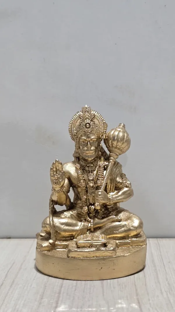 Gold_Resin_Seated_Hanuman_With_Gada_Devotional_Idol