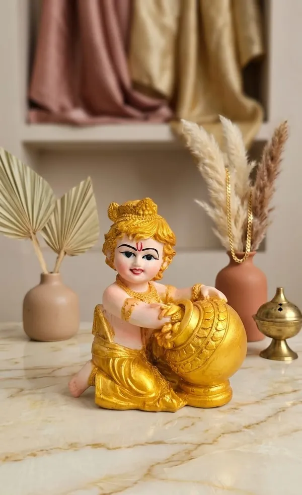 Gold_Resin_Bal_Krishna_With_Butter_Pot_Idol
