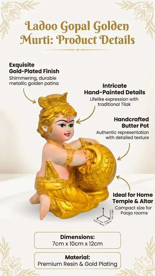 Gold_Resin_Bal_Krishna_With_Butter_Pot_Idol