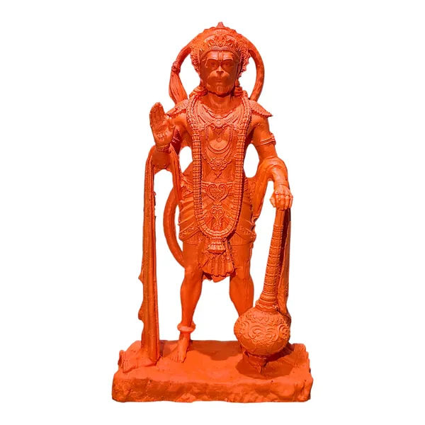 Orange_Resin_Standing_Hanuman_With_Gada_Religious_Idol