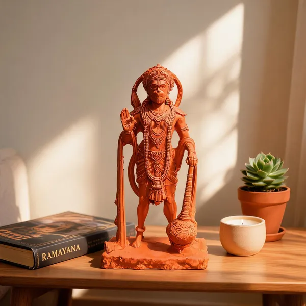 Orange_Resin_Standing_Hanuman_With_Gada_Religious_Idol