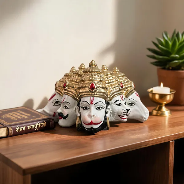 White_Gold_Resin_Devotional_Panchmukhi_Hanuman_Idol_for_Wall_Hanging