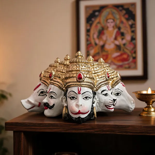 White_Gold_Resin_Devotional_Panchmukhi_Hanuman_Idol_for_Wall_Hanging