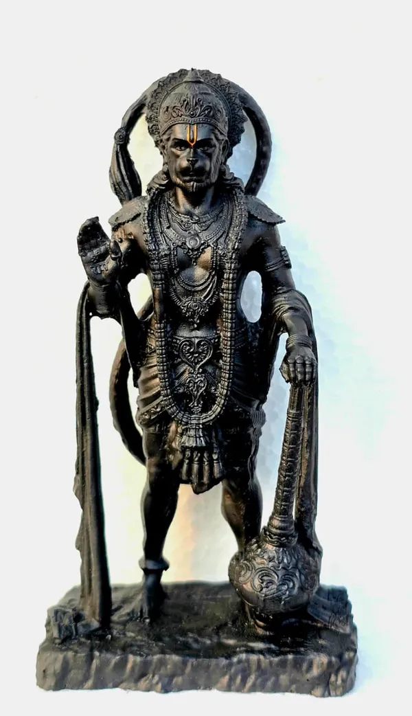 Black_Resin_Standing_Hanuman_With_Gada_Religious_Idol