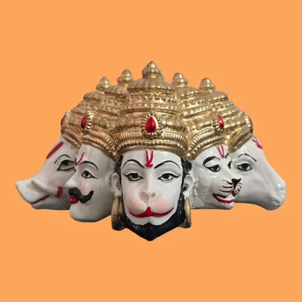 White_Gold_Resin_Devotional_Panchmukhi_Hanuman_Idol_for_Wall_Hanging