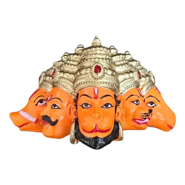 Gold_And_Orange_Resin_Devotional_Panchmukhi_Hanuman_Idol_for_Wall_Hanging