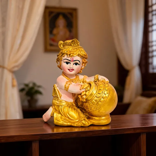 Gold_Resin_Bal_Krishna_With_Butter_Pot_Idol