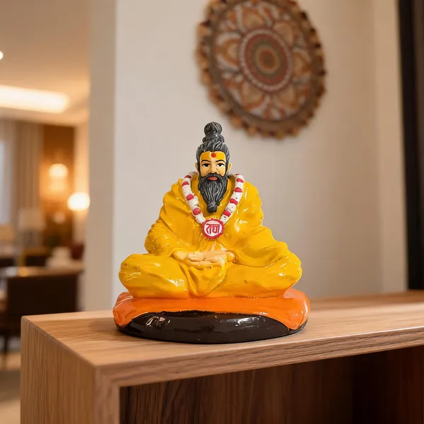 Orange_And_Gold_Resin_Spiritual_Seated_Sage_(Premanand_Maharaj)_Painted_Idol