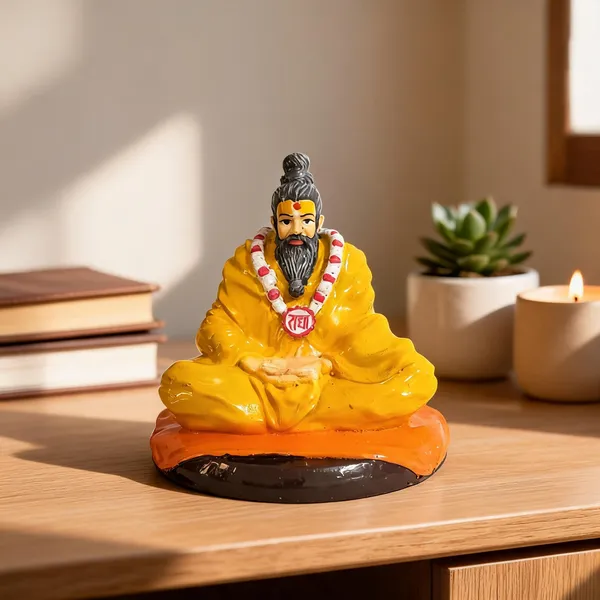 Orange_And_Gold_Resin_Spiritual_Seated_Sage_(Premanand_Maharaj)_Painted_Idol