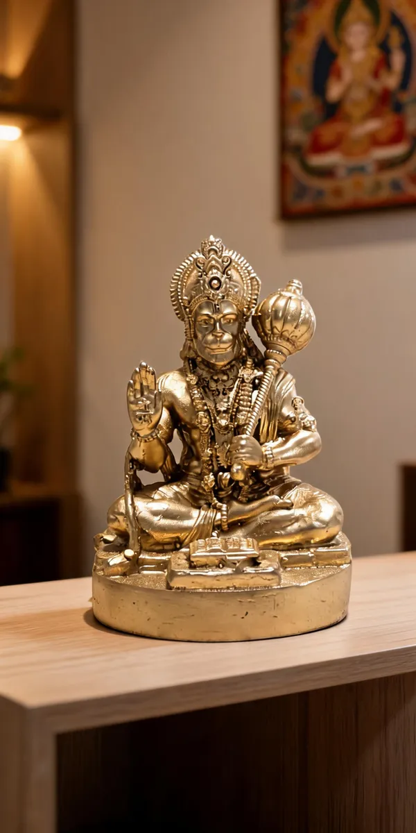 Gold_Resin_Seated_Hanuman_With_Gada_Devotional_Idol