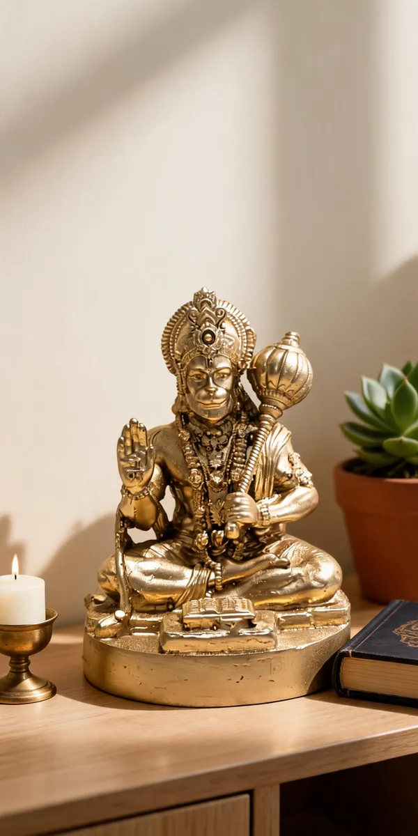 Gold_Resin_Seated_Hanuman_With_Gada_Devotional_Idol