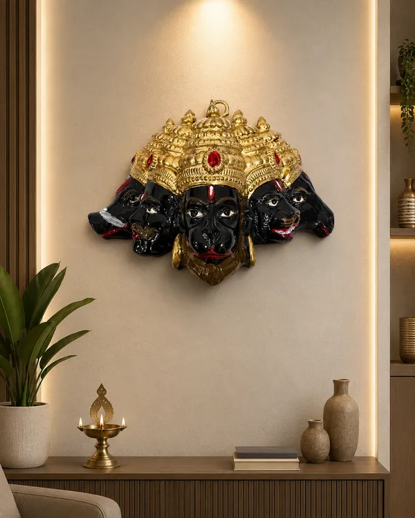 Gold_And_Black_Resin_Panchmukhi_Hanuman_Wall_Hanging_Idol_for_Wall_Hanging