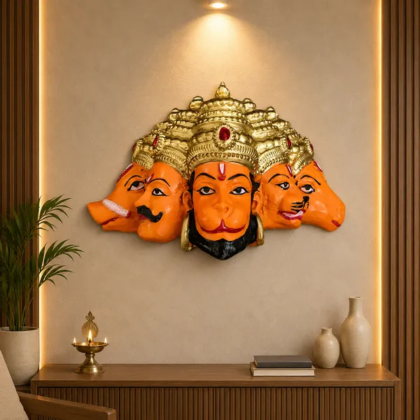 Gold_And_Orange_Resin_Devotional_Panchmukhi_Hanuman_Idol_for_Wall_Hanging