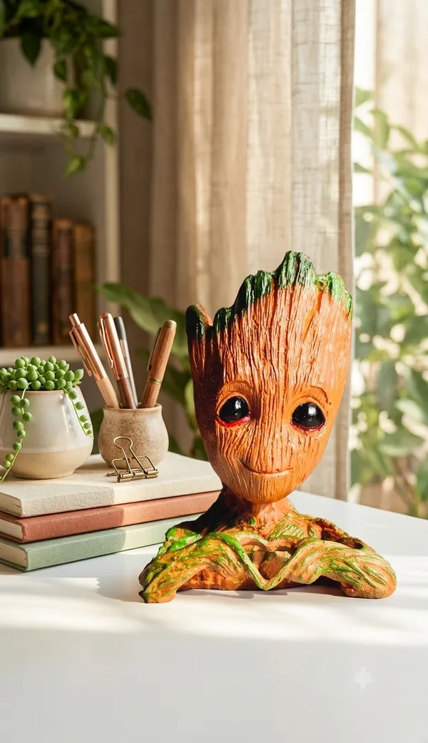 Gold_Resin_Groot_Character_Love_Pose_Desk_Pen_Holder