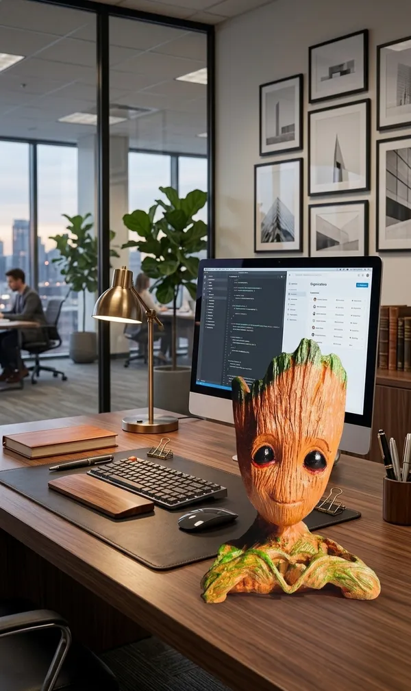 Gold_Resin_Groot_Character_Love_Pose_Desk_Pen_Holder