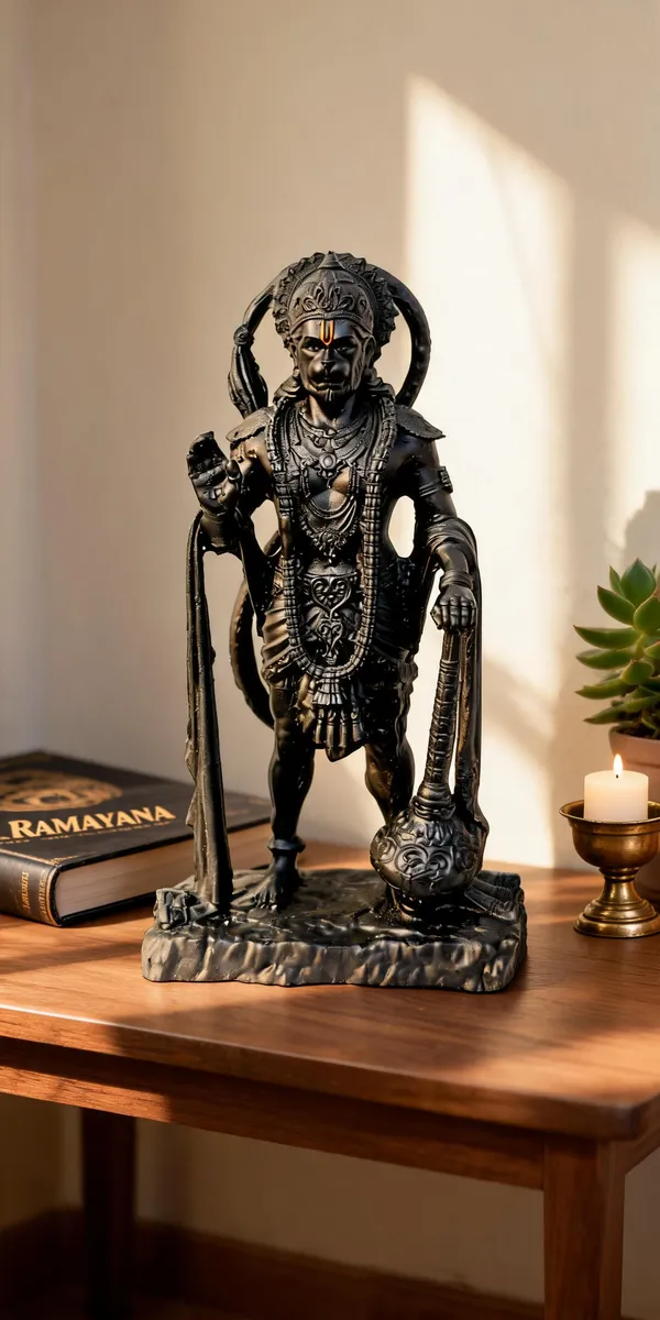 Black_Resin_Standing_Hanuman_With_Gada_Religious_Idol