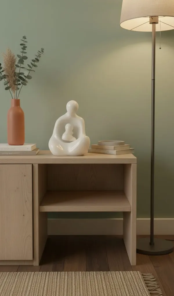 White_Resin_Abstract_Mother_And_Child_Decorative_Sculpture
