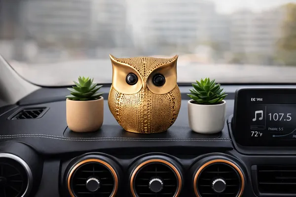 White_Gold_Resin_Decorative_Perforated_Owl_Figurine