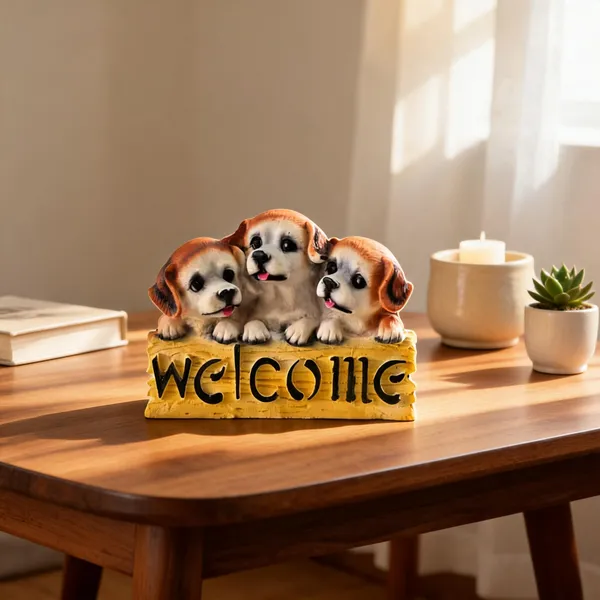 Orange_And_White_Resin_Decorative_Puppy_Welcome_Figurine