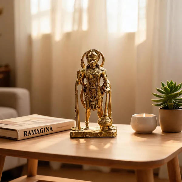 Gold_Resin_Standing_Hanuman_With_Mace_Idol