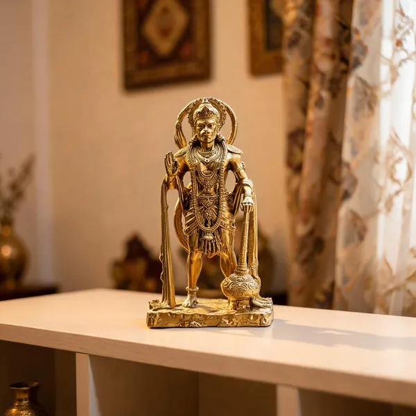 Gold_Resin_Standing_Hanuman_With_Mace_Idol