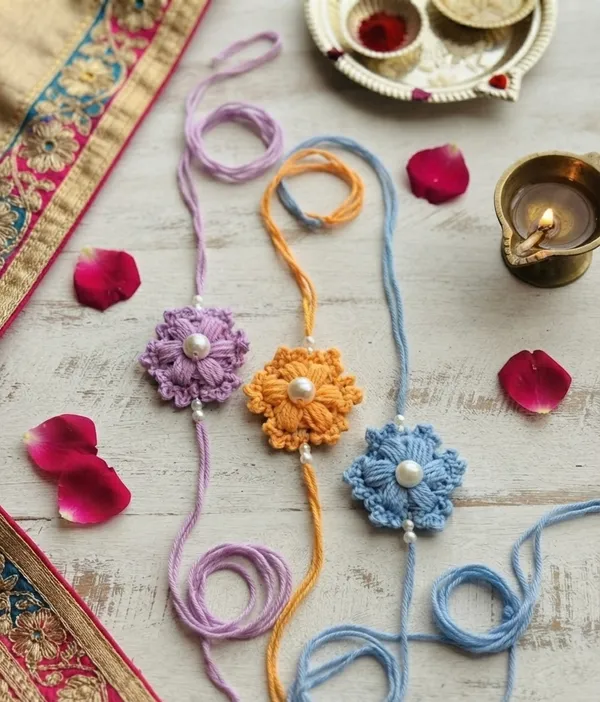 Multicolour_Floral_Thread_Rakhi_Set_of_3