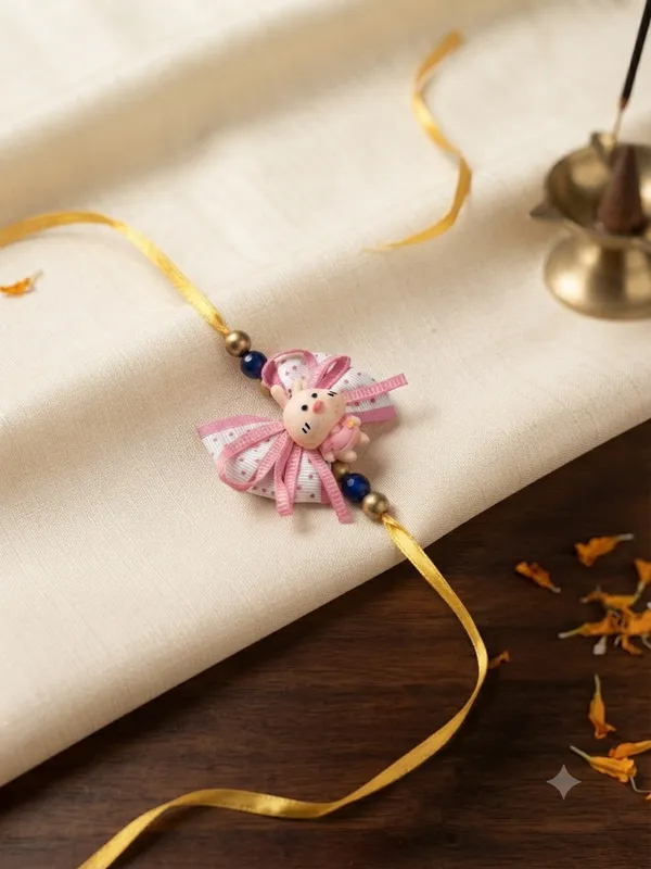 Pink_And_Yellow_Ribbon_Doll_Rakhi_for_Kids