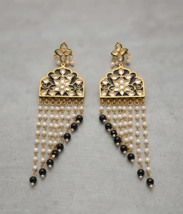 Gold_And_Black_Kundan_Brass_Floral_Chandelier_Earrings_For_Women