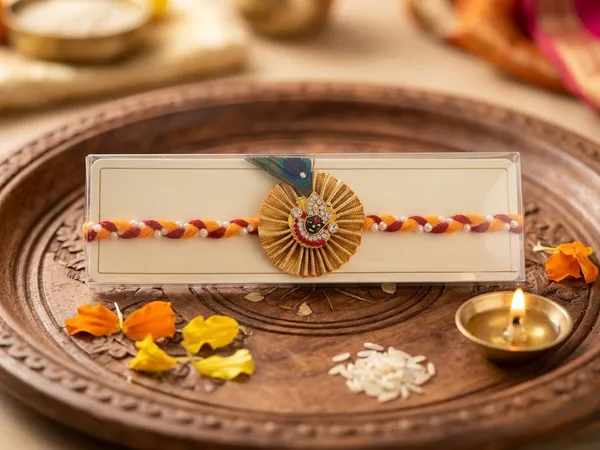 Multicolour_Thread_Peacock_Motif_Rakhi