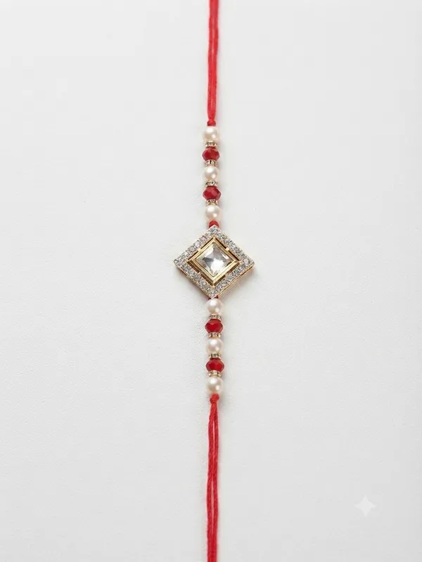 Red_Thread_Beaded_Square_Rakhi_for_Brothers