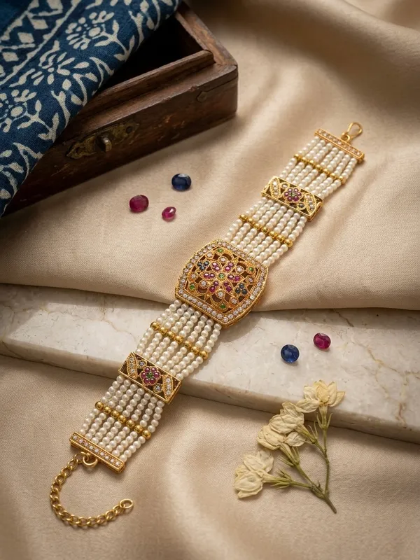 Gold_White_Brass_Pearl_Haath_Bandh_For_Women