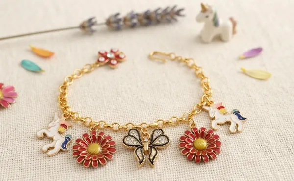 Gold_Brass_Floral_Butterfly_Charm_Bracelet_For_Women