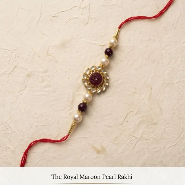 Maroon_Pearl_Beaded_Rakhi_for_Brother