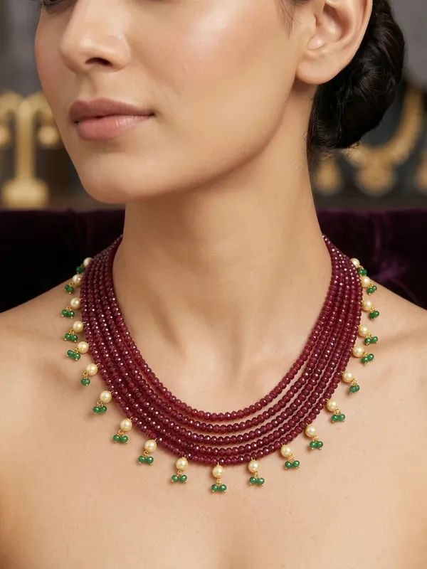Maroon_Beaded_Layered_Necklace_for_Women