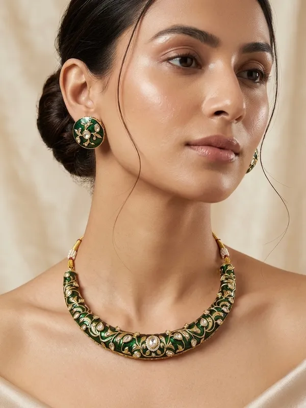 Green_Meenakari_Kundan_Choker_Necklace_Set_for_Women