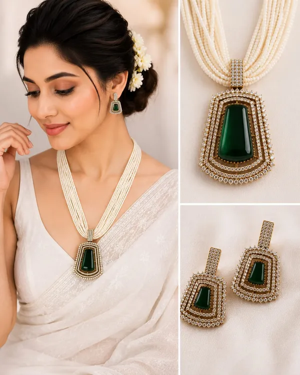 Green_Multi-Strand_Pendant_Necklace_Set