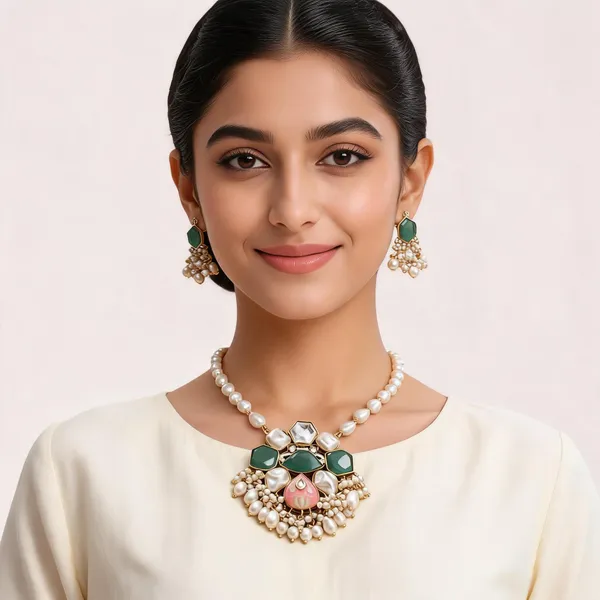 Green_White_Kundan_Brass_Stone_Necklace_Set_For_Women