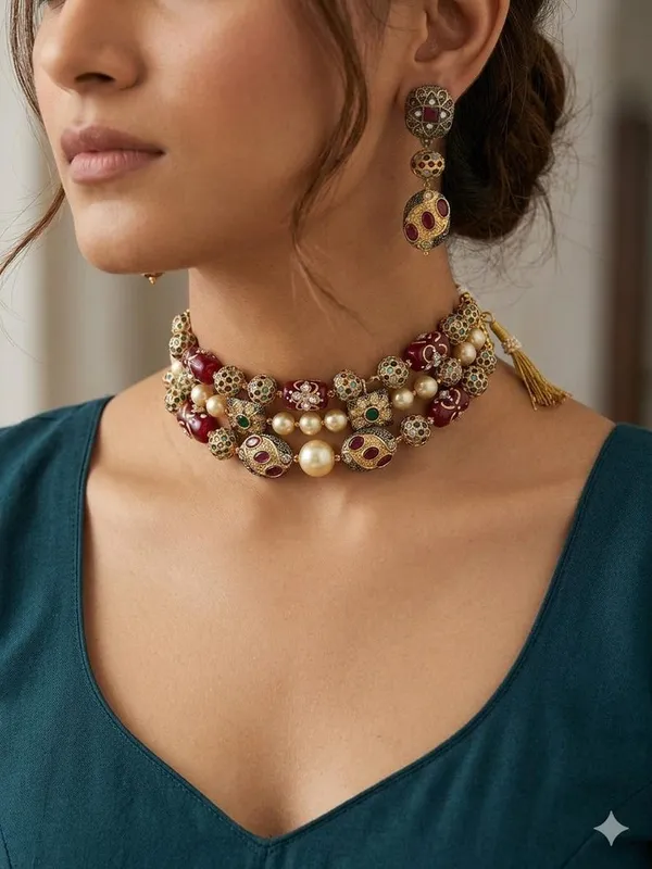 Royal_Antique_Beaded_Choker_Necklace_�_Ethnic_Statement_Jewelry�