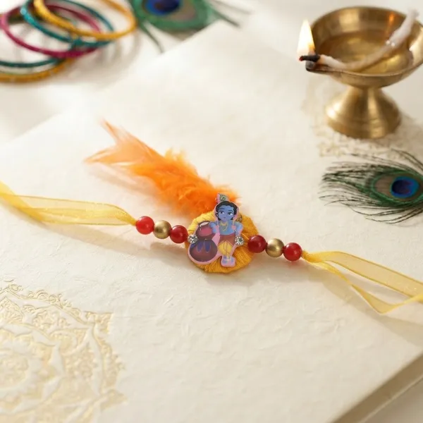 Yellow_Beaded_Krishna_Rakhi_for_Kids
