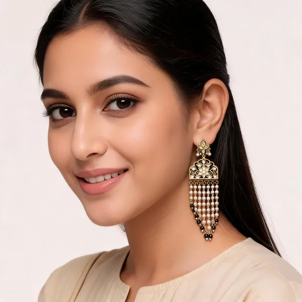 Gold_And_Black_Kundan_Brass_Floral_Chandelier_Earrings_For_Women
