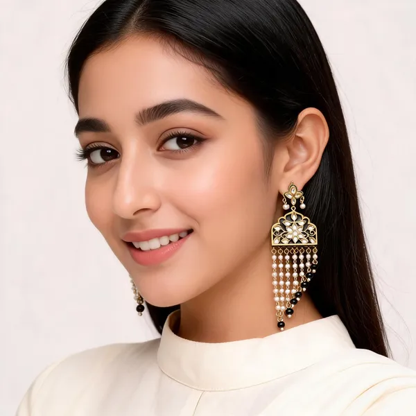 Gold_And_Black_Kundan_Brass_Floral_Chandelier_Earrings_For_Women