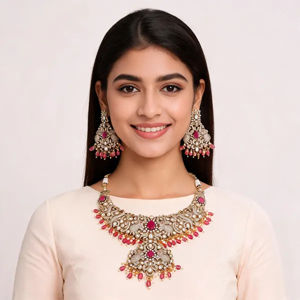 Gold_Kundan_Brass_Teardrop_Stone_Necklace_Set_For_Women