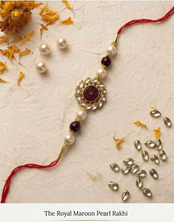 Maroon_Pearl_Beaded_Rakhi_for_Brother