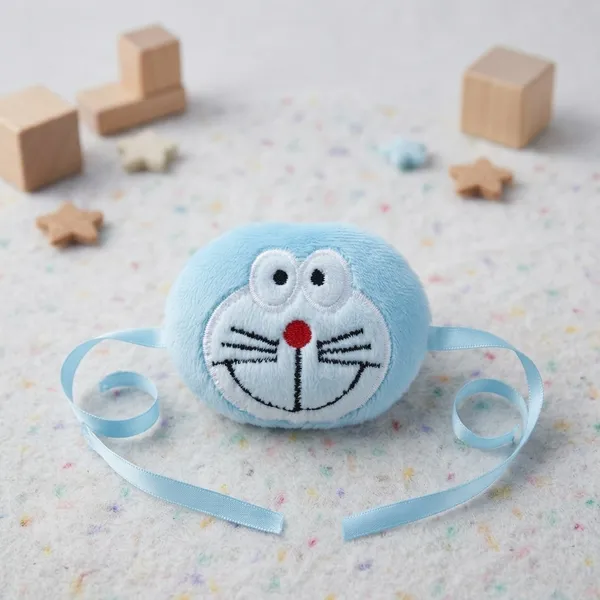 Blue_Plush_Doraemon_Cartoon_Face_Rakhi_for_Kids