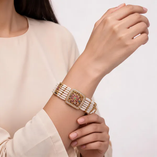 Gold_White_Brass_Pearl_Haath_Bandh_For_Women
